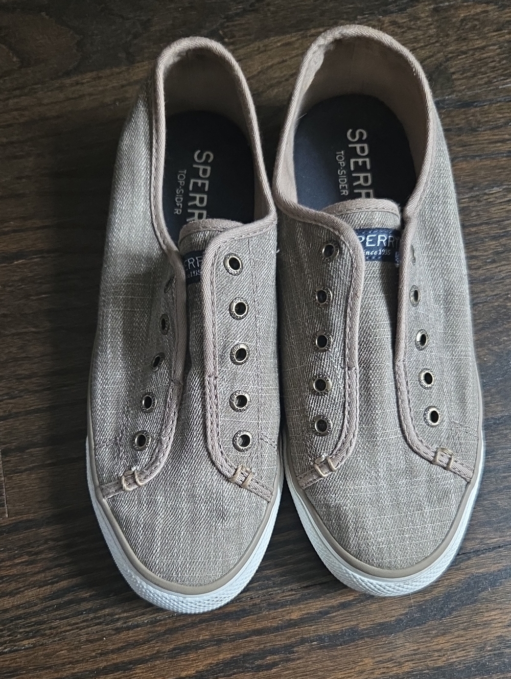 Sperry Women's Slip-On Canvas Sneakers in Taupe